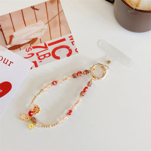 Gold Foil Glass Bead Phone Strap Bracelet Style Short Chinese New Style Mobile Phone Chain Universal Bag Keychain Phone Pendant