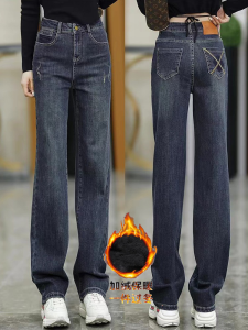 กางเกงยีนส์ทรงหลวมเอวสูงทรงตรงสำหรับผู้หญิง ทรงสลิมฟิต กางเกงขายาวทรงตรงสไตล์ย้อนยุค ทรงหลวม ทรงสลิมฟิต กางเกงยีนส์ทรงสลิมฟิต