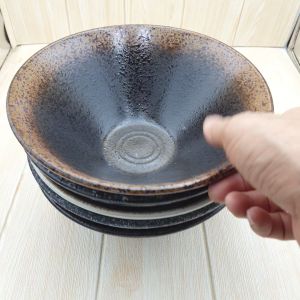 ชามเซรามิค ชามราเม็ง  ขนาด 9 x 3.9 นิ้ว  5 สี  ครีม  น้ำตาลเข้ม1  ดำคาดขาว  และ น้ำตาลเข้ม2