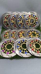 จานดิสหน้าแต่งหมุดสี (งานอลูมิเนียม) ขนาด220mm.รุ่นW110-I/PCX(12-17)/MSX/W125(ปลาวาฬ)/CZ-i/TZR / SPARK135 / NOUVO / X-1 DREAM110-i