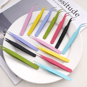1Pc Colorful Iron Tweezers Straight Curved Beading Tweezers Jewelry Clips for DIY Bracelet Necklace Jewelry Making Tools Picking
