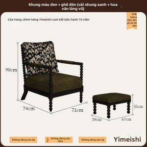 Ghế Sofa Đơn Lười Phong Cách Pháp Cổ Điển Có Đệm Ngọc Trai Đế Gỗ