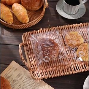 100Pcs Bread Plastic Packaging Bags Cookies Sandwich Banana Loaf Bread Self Adhesive Packaging Bag