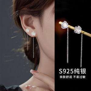 925 Sterling Silver Fashionable Chrysanthemum Earrings Womens Exquisite Design Versatile Luxury Lightweight Earring Jewelry