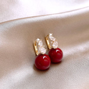 Red Pearl Zircon Ear Cuffs Womens Fashion 2025 New Popular High-End Lightweight Luxury Earrings Feminine Jewelry Accessories
