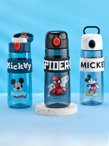 Marvel Kids Straw Water Bottle Boys School Specialty Anti-Fall Summer Direct Drink Cup American Style  Tritan Material