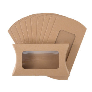 10/20Pcs Window Gift Box Packaging Pillow Shape Candy Box Kraft Paper Flower Box Wedding Party Favor Baby Shower Supplies