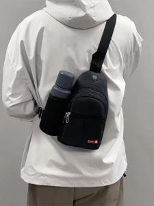 New Waterproof Crossbody Bag Fashionable Chest Bag Multifunctional Casual Single Shoulder Water Cup Mens Backpack for Travel