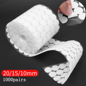 1000 Pairs Double-sided Adhesive Fastener Tape Roller Hooks Disks White Adhesive Tape Strong Glue on Tape Fastener 20/15/10mm