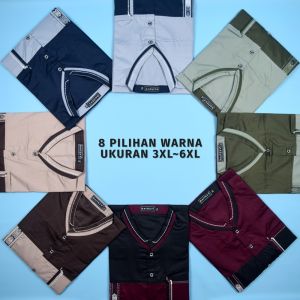 Baju Koko Jumbo Ukuran 2XL 3XL 4XL 5XL 6XL Fashion Muslim Kemeja Pria Lengan Pendek Big Size XXL XXXL XXXXL XXXXXL XXXXXXL