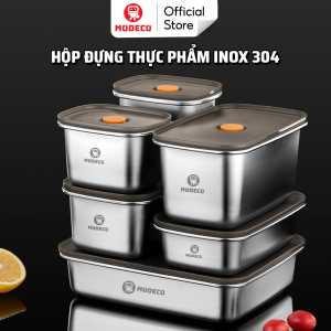 Hộp Đựng Thực Phẩm Cao Cấp Modeco - Hộp Inox 304 Đựng Thức Ăn Có Nắp Đậy Kín Chống Rò Rỉ Đạt Chất Lượng LFGB Hàng Chính Hãng