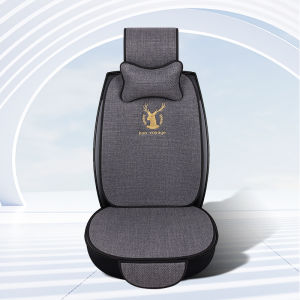 New Car Seat Cushion Four Seasons Universal Breathable Embroidered Linen Anti-Slip Seat Cover Chair Case Simple Business Style