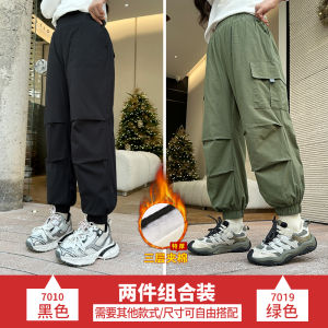 Thickened Cotton Work Pants for Girls Winter Outerwear Warm Fleece Lined Three Layer Cotton Trousers Childrens Outdoor Clothes