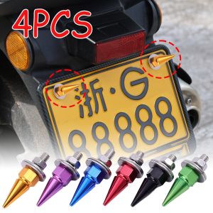 ป้ายทะเบียนรถ M6ในรถยนต์4ชิ้นสกรูยึดป้ายมอเตอร์ไซค์กันน็อตกันขโมยตัวยึดเหล็กกล้าไร้สนิมที่มีสีสันดัดแปลงสกรูอุปกรณ์ตกแต่งรถยนต์