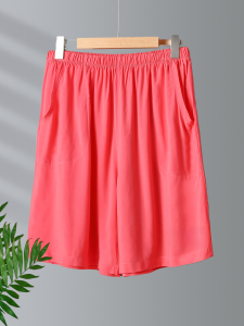 Ladies Artificial Cotton Sleepwear Shorts Loose Fit Home Leisure High Waist Short Pants Thin Silk Cotton Summer Home Shorts