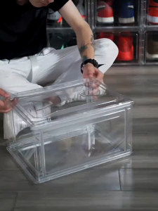 Transparent Shoe Box Household Acrylic Plastic Thickened Storage Box Magnetic Dustproof Shoe Storage Cabinet