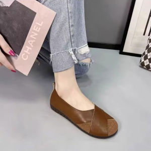 Ultra Soft round Toe Mom Shoes Comfortable Flat Bottom Rubber Sole Womens Single Shoes Fashionable Casual Slip-On Sneakers