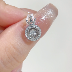 LAZO DIAMOND Crown Glories Dancing Diamond Pendant in 375/9K White Gold