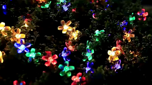 OOKAS Solar String Lights Outdoor Waterproof Solar Christmas Lights 50 LED Solar Flower String Lights 8 Mode Cherry Blossoms Multicolor Light for Garden Yard Patio Tree Christmas Decor