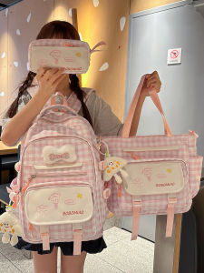 High Capacity School Bag Set for Junior And Primary Students Cute Campus Style Girls Backpack Double Shoulder Bag Trendy And Stylish