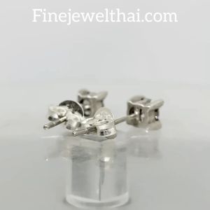 Finejewelthai-ต่างหูเงินแท้925-ฝังเพชรสังเคราะห์-E1028cz