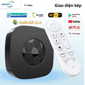 Hộp Giải Mã Truyền Hình Thông Minh New T1 Ultra 2025 Android 16 Rockchip RK3518 8G/128GB WiFi 6 Băng Tần Kép Bluetooth 5.2 Điều Khiển Bằng Giọng Nói Google Media Player
