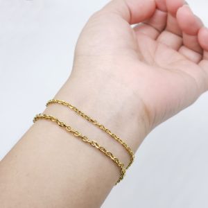 Lắc tay titan mắt xích cắt vác cạnh cho nam nữ và bé dùng khóa tròn ký hiệu k18 không đen gỉ