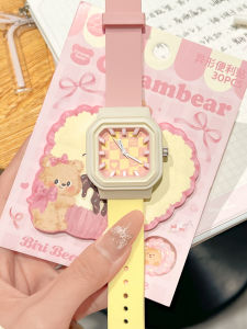 Cute Dopamine Watch for Girls Student High School Level Stylish Silicone Band Quartz Movement round Dial Waterproof 3ATM