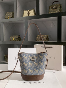 Birthday Gift Womens Leather Bucket Bag Large Capacity Commuter Single Shoulder Crossbody Bag Trendy 2025 New Style Casual Print