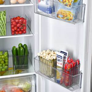 Locaupin Transparent Multipurpose Fridge Organizer Bin Refrigerator Side Door Storage Pantry Cabinet Cupboard Basket