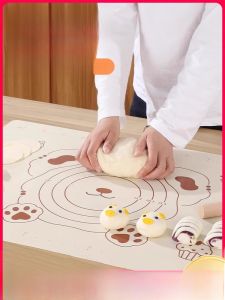 Large Size Food Grade Silicone Mat Kitchen Baking Tools Thick Dough Board Rolling Pin Mat Chinese Style Home Cooking Utensils