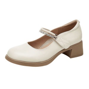 Fuguiniao | French Style Mary Jane Shoes For Women Leather Heeled
