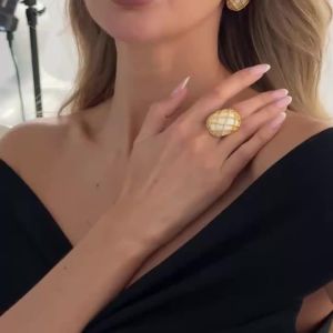 Ingemark | Ingemark Elegant Trendy Hollow Reticulation Stud Earrings Rings Set for Women Vintage Elegant Baroque Banquet Jewelry Set Gifts