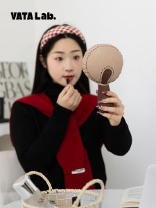 Cute Cartoon Plush Cat Handheld Mirror Portable Makeup Mirror Princess Re Touch Small Mirror Creative Cultural Gift AC