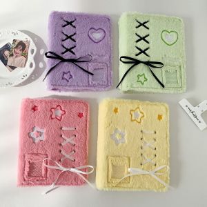 JIYAN2866 Plush Photocard Holder Ballet-Style Ribbon Bow Photo Card Binder 10 Pages A5 Journal Cover