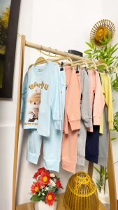 Bộ dài tay bé gái size đại 3-14 tuổi hình kuromi và thỏ hàng Việt Nam xuất khẩu vải cotton co giãn