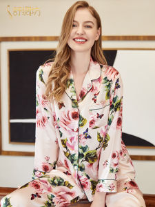 Silk Long Sleeve and Pant Printed Sleepwear Set