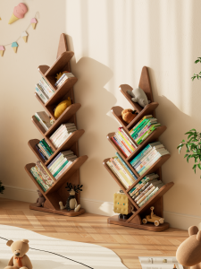 DONGMU | Tree-Shaped Solid Wood Bookshelf Floor Standing