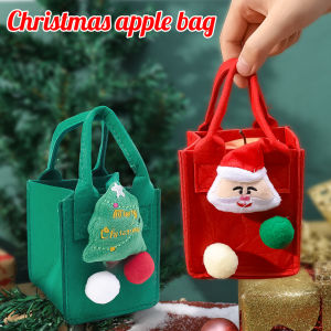 ถุงขนมแบบพกพาถุงซานตา Apple กล่องของขวัญที่สร้างสรรค์คริสต์มาสอีฟคริสต์มาสแบบสักหลาด