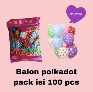 1 pak balon latex polkadot isi 100 pcs