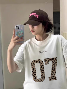 Áo Thun Cotton Tay Ngắn in Họa Tiết Da Báo Pure Cotton American Style Cho Nữ Mùa Hè Rộng Rãi Lười Biếng Đa Năng Thon Gọn Áo Thun Thường Ngày