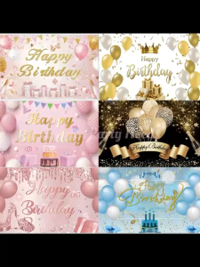 Happy Birthday Backdrop 150X90cm Happy Birthday Background Polyester Cloth Repeatable Banner Birthday Party Decoration