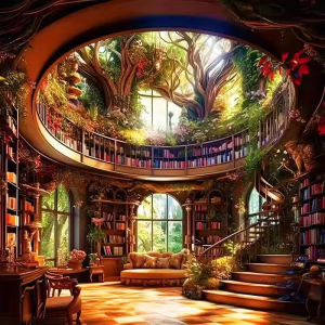 Jigsaw Puzzle 500/1024PCS Vintage Library Interior With Old Books And Wooden Ladder For Adults Stress Relief Relaxing Hobby Gift