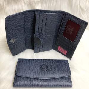 Ví nữ da voi thật màu navy kích thước 19cm-10cm-2.8cm