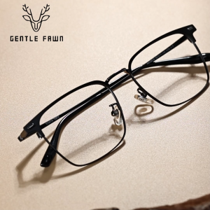 Gentle Fawn Frame Kacamata Titanium Lensa Plano Bentuk Kotak Kokoh Ringan Bisa Minus Fashion Pria Wanita 70010