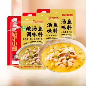 Hot Pot Spicy Sour Soup Mix 210g from Hai Di Lao Quick Frozen Food Sichuan Style Pickled Mustard Greens Beef Flavoring Bag