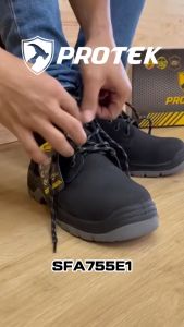 PROTEK 100% Genuine Leather Safety Boots SFA755E1 Steel Toecap & Midsole/Mid Cut/Safety Shoes