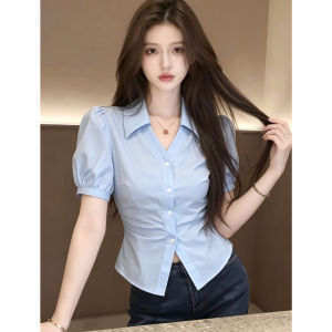 CHANGTONG | Áo Thun Duyên Dáng V-Neck Tay Bồng Phong Cách