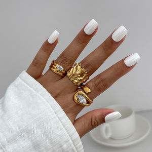 Ingemark 3Pcs/Set Luxury Rhinestone Open Rings for Women Fashion Statement Vintage Irregular Adjustable Rings Daily Jewelry Gift