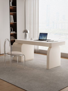 Modern Minimalist French Cream Style Computer Desk Integrated Office Desk Makeup Table Luxury Sensation Study Desk Wood Material